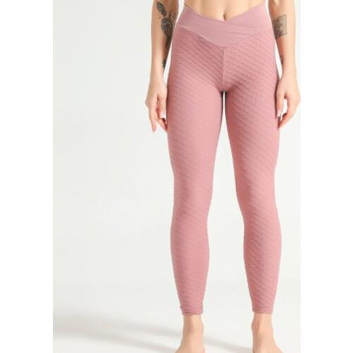 Wholesale Womens Yoga Pants High Waist Jacquard Fitness Exercise Slim Fit