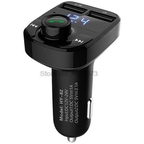 By DHL/Fedex 50pcs Bluetooth 4.0 Car Kit Set FM Transmitter MP3 music Player 5V 4.1A Dual USB hy-82 Car charger black Newest