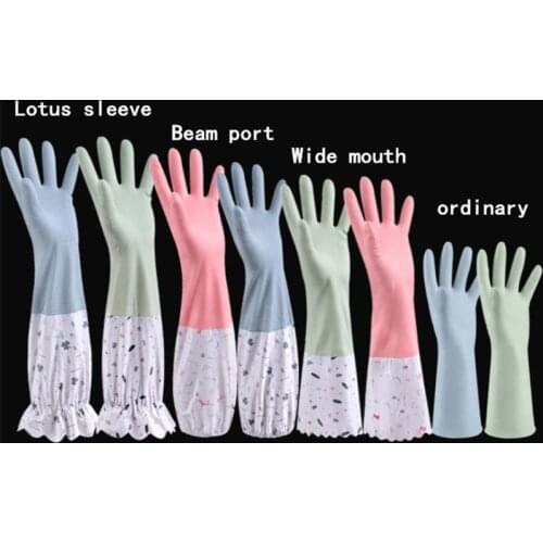 Warm plus velvet rubber kitchen washing dishes and housework gloves women’s waterproof cleaning gloves kitchen accessories
