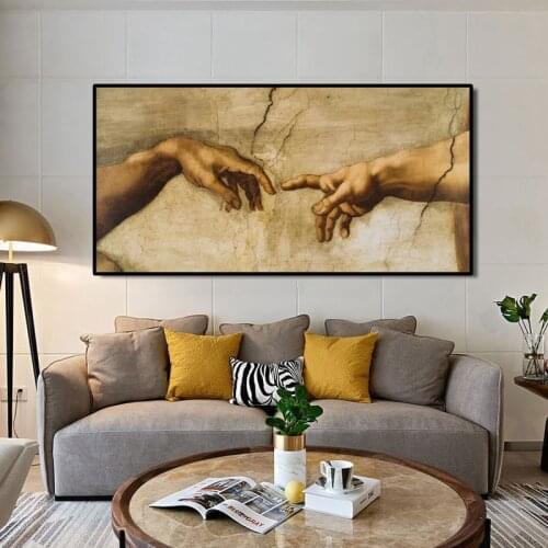 Touch of God Oil Pianting on Canvas Posters and Prints Wall Art Canvas Painting Room Wall Picture Home Decoration Unframed