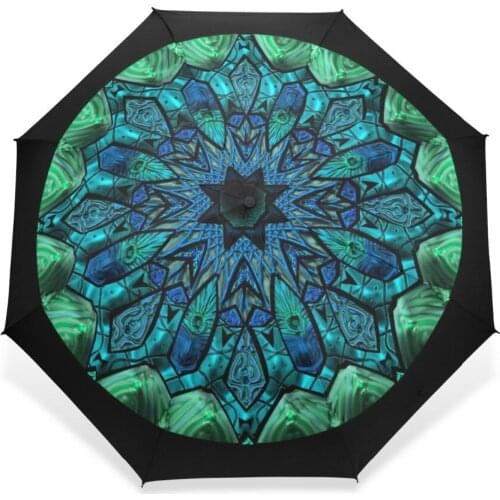 Cool Indian Mandala Pattern Umbrella Three Folding Rain/Sun Umbrella Anti-uv Durable Automatic Women Umbrellas