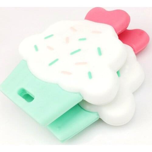 Lets Make Baby Teether 10pcs Silicone Cup Cake Cute Diy Accessories Nursing Teething Toys Pendants Food Grade Silicone Teether