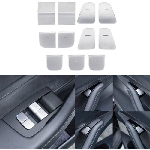Car Window Glass Lifting Buttons Sequins Decoration Sticker Trim for Tesla MODEL 3 2017-2019 Interior Door Armrest Button Decals