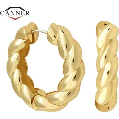 CANNER Luxury Simple Retro Fashion Ins Simple Twisted Hoop Earrings for Women Men Piercing Round Earings Gift Jewelry Pendientes