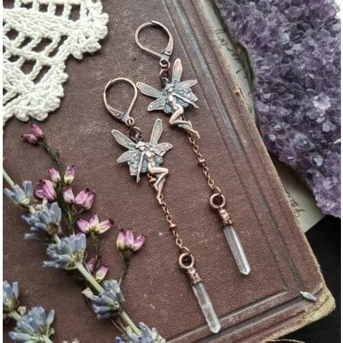 Fairy Crystal Point Earrings,Mystical Earrings.Fairy Costume Accessories,Fairy Charm Drop Earrings