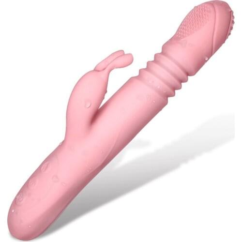 Automatic Heating Telescopic Rabbit Vibrator Rotary 10 Speed Dildo Vibrator G Spot Clitoris Stimulator Adult Sex Toys for Woman