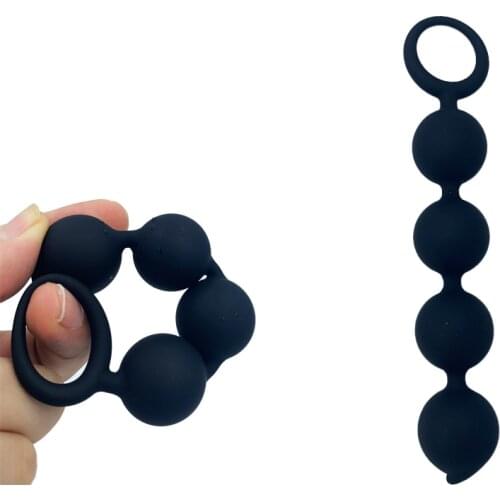 Unisex Silicone Anal Butt Plug 4 Pull Beads Anal Balls Anus Masturbation Erotic Prostate Massager Anal Sex Toy For Men Women Gay