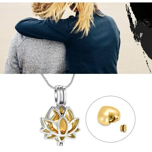 Heart Urn Pendant Chains Ashes Holder Memorial Keepsake Necklace Cremation Jewelry for Pet/human Lotus Necklace Flower Locket