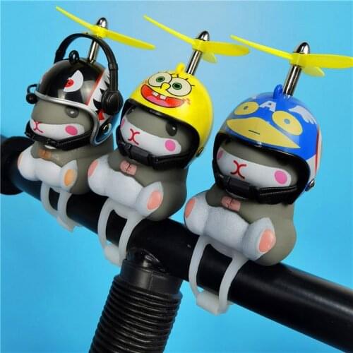 Bicycle Lights Bell Cute Yellow Duck Hamster with Hat Handlebar Horn Lamp for Motorcycle Motor Helmet Riding Cycling Car