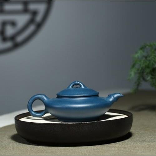 Yixing Yixing Clay Teapot Raw Ore Azure Mud Fender bian zhu Segment Teapot Tea Set