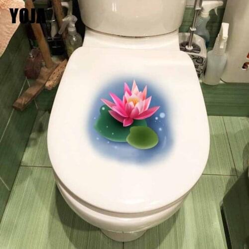 YOJA 21.6*22.4CM Delicate Pale Pink Lotus Childern Room Decor Home Wall Toilet Seat Stickers T1-0873