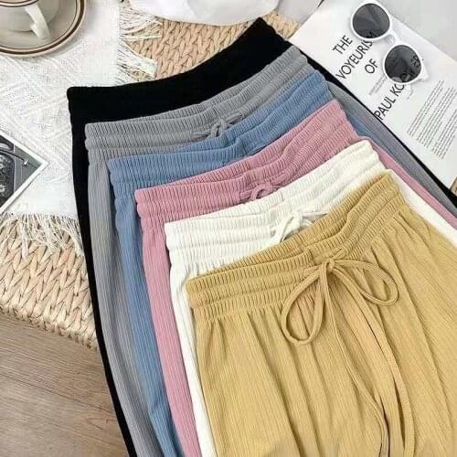 Autumn Wide Leg Pants Women Casual High Waist Pants with Bow Belt 2021 New Han Edition Pleated Pant Fashion Trousers Femme