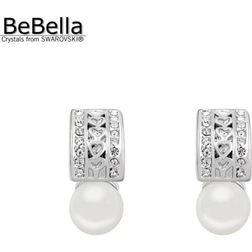 BeBella trendy pearl stud earrings design for woman made with Crystals from Swarovski for women gift