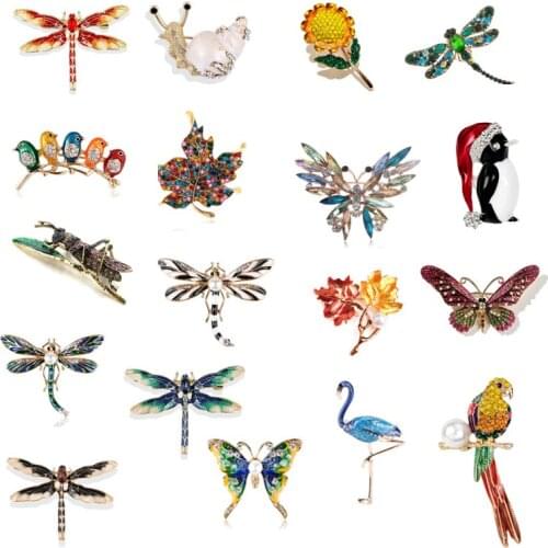 1PC Fashion Lovely Rhinestone Dragonfly Insect Brooch Lapel Pin Scarf Buckle Women Gift High Quality