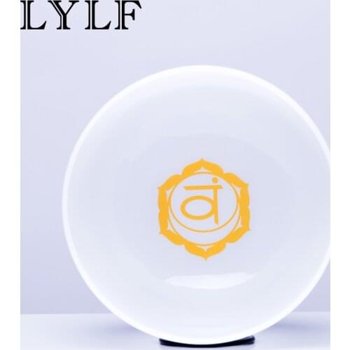 10 Inch D Navel 440hz / 432hz Orange Chakra Symble Pattern Quartz Crystal Singing Bowl Yoga