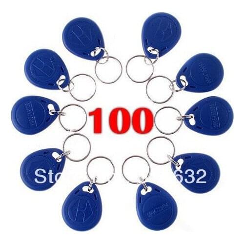 New 100Pcs Rfid 125Khz Proximity Rfid Id Card Key Tags (Keyfobs)
