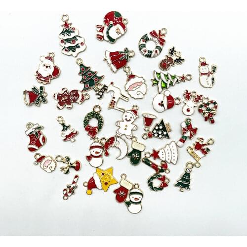 5pcs/lot Fashion Metal Alloy Christmas Charm Decor Set Xmas Pendant for Necklaces Earrings DIY Xmas Jewelry Making