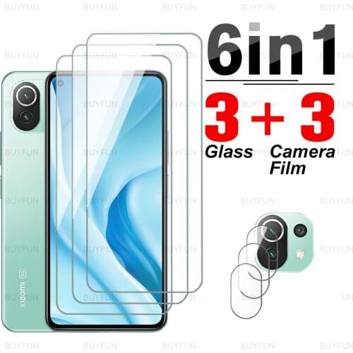 6in1 Camera Lens Film For Mi 11 lite 6.55inch HD Front Tempered Glass for xiaomi xiomi xaomi mi11 lite mi 11lite 5g safety glass