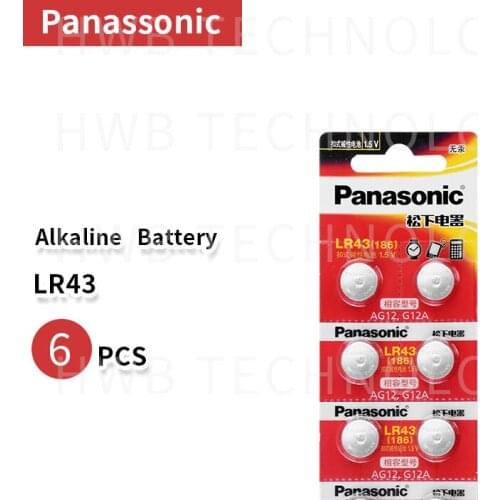 6X PANASONIC AG12 LR43 186 0%Hg for Watches Toys 1.5V Cell Alkaline batteries For calculator 0%Hg