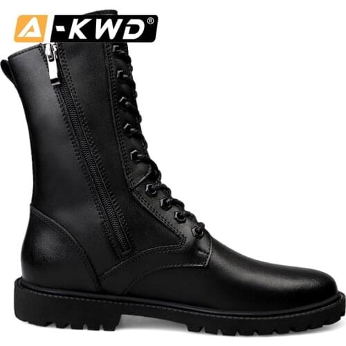 Fashion Winter Men Boots With Fur Sicherheitsschuhe Side Zipper Working Shoes 35-52 Winter Boots Men Single Black Military Boots