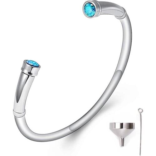 Cremation Memorial Pet Ashes Urn Bracelet for Ashes Birthstone into Two Screws Stainless Steel Cremation Jewelry for Women