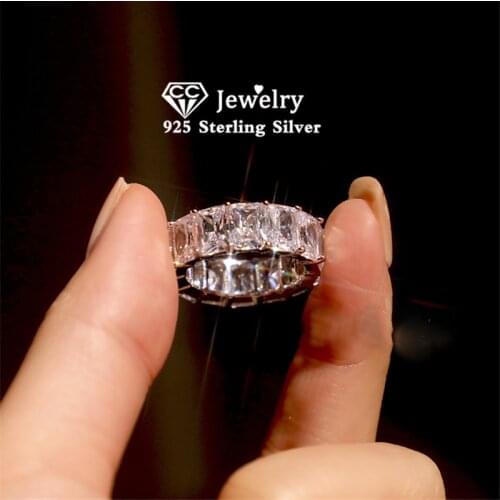 CC Ring For Women Silver 925 Bridal Wedding Rectangle High Quality Rhineston Rings Fine Jewelry Accessories Drop Shipping CC3130
