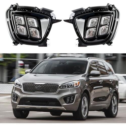 For KIA Sorento 2016 2017 2018 LED DRL Daytime Running Light Front Bumper Fog Lamp