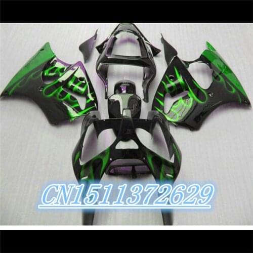 Dor-green black fairings for KAWASAKI ZX6R 00 01 02 ZX 6R 00-02 ZX-6R 2000 2001 2002 2000-2002 ABS fairing D injection