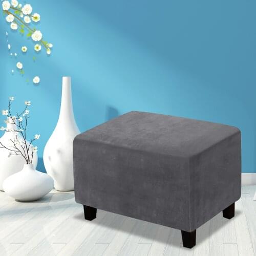 Elastic Rectangle Ottoman Slipcover Low Stool Cover Thick Super Soft Velvet Form Stretch Rectangle Folding Storage Protection