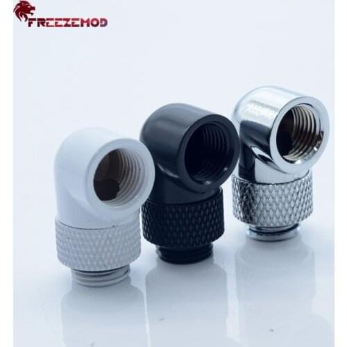 FREEZEMOD Brass Silvery/Black/White G1/4'' thread 90 degree 360 Rotary Adapter computer pc water cooler fitting. HXZWT-J90