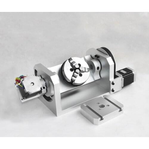 DIY cnc 5th 4th axis rotary axis with chuck table for cnc engraving machine 3 jaws 100mm chuck center height 98mm cnc router kit