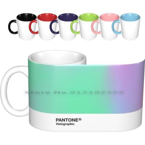 H.i.p.a.b-Holographic Iridescent Pantone Aesthetic Background Pt 2 Ceramic Mugs Coffee Cups Milk Tea Mug Holographic