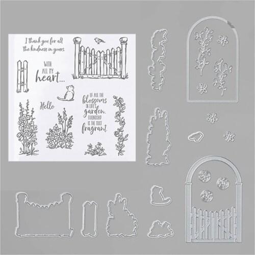H55A Fence Seal Stamp with Cutting Dies Stencil DIY Scrapbooking Embossing Photo Album Decor Paper Card Craft