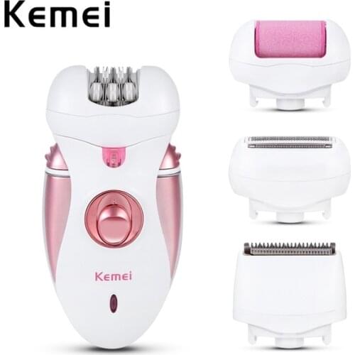 Kemei-2530 4 In 1 Rechargeable Hair Epilator Women Shaver Electric Feet Care Tool Lady Epilator Hair Removal Shaver Cordless