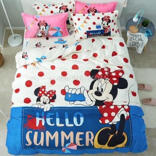 Disney Mickey Minnie Mouse Donald Duck Bedding Sets Kids Cartoon Dormitory Student Single Duvet Cover Set Queen Comforter Cover