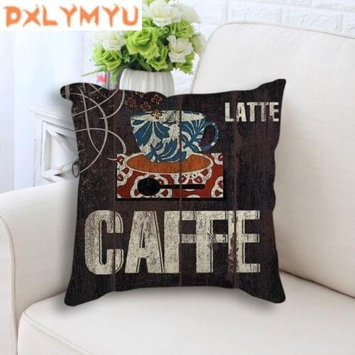 Square 18" Cotton Linen Retro Coffee Printed Sofa Throw Pillow Decorative Cushions No Filling Bedroom Waist Back Cushion