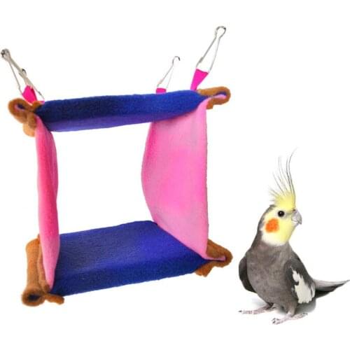 Bird Square Nest Plush Hanging Hammock Happy Hut for Parrot Parakeet Cockatiel Conure Lovebird Finch Cage Perch