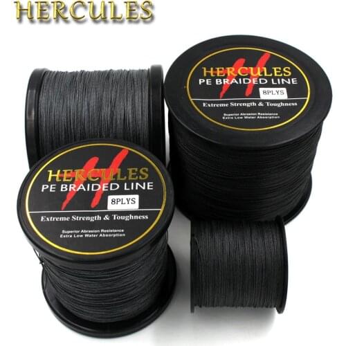 Hercules Fishing Line 8 Strands Braided 100M To 2000M Black Super Pe Sea Saltwater Fishing Pesca Ocean Rock France Gifts for Men