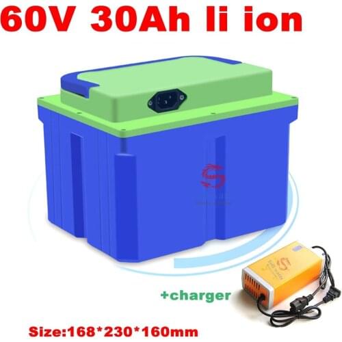 60V 30Ah lithium ion battery 60V li ion with BMS 16S for 1500w 2500W scooter Bike Tricycle + 5A charger