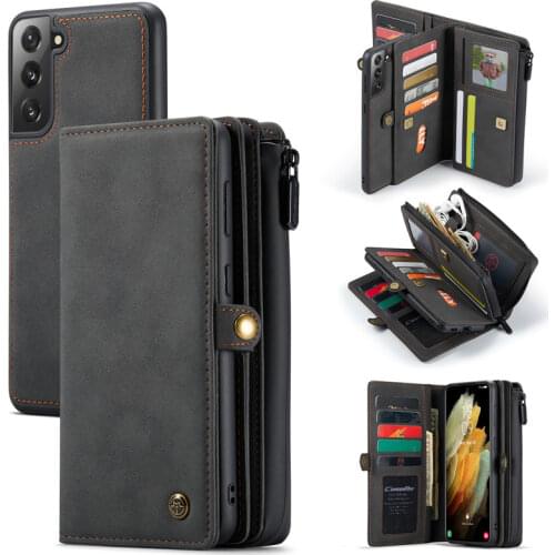 A52 A72 Magnetic Leather Purse Phone Case For Samsung Galaxy S21 Ultra S20 FE Note 20 10 Plus A51 A71 Zipper Wallet Card Coque