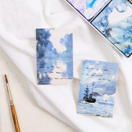 Multi-use 5.2*8cm 54pcs Mini Card words in oil painting design DIY Scrapbooking card party invitation gift message card