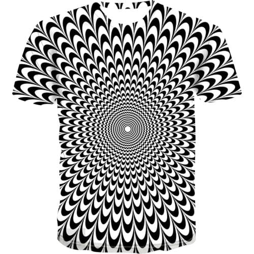 Psychedelic T-shirt men 3D T-shirt dizzy printing T-shirt black shirt short-sleeved punk mens casual summer top 3D printing