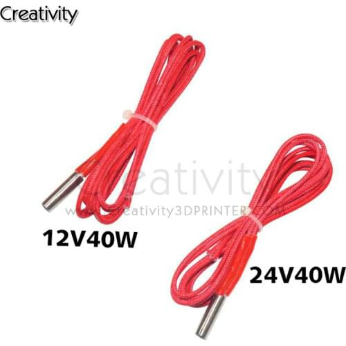 3D Print Part Heating Tube 6*20mm Red And Black Color 12V/24V 40W 1M Ceramic Cartridge For Extruder Heating 40W Extrusion Heater