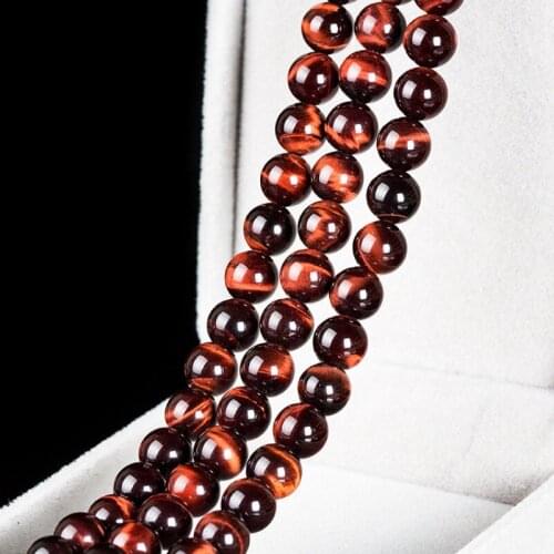 Natural Round Red Tiger Eye Loose Bead 4/6/8/10mm for DIY Jewelry Making Bracelet Accessories