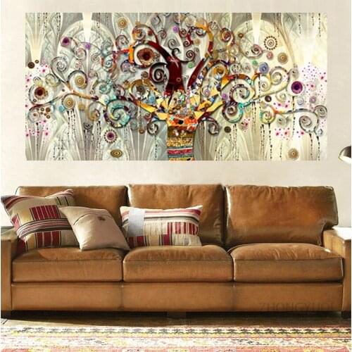 Tree of Life By Gustav Klimt Landscape Oil Painting on Canvas Posters and Prints Cuadros Wall Art Pictures for Living Room