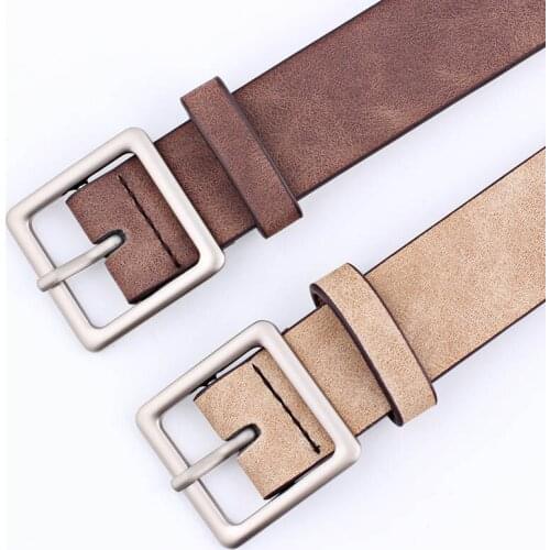 Q 2021 PU Leather Belt For Women Square Buckle Pin Buckle Jeans Black Belt Chic Brand Ladies Vintage Strap Female Waistband