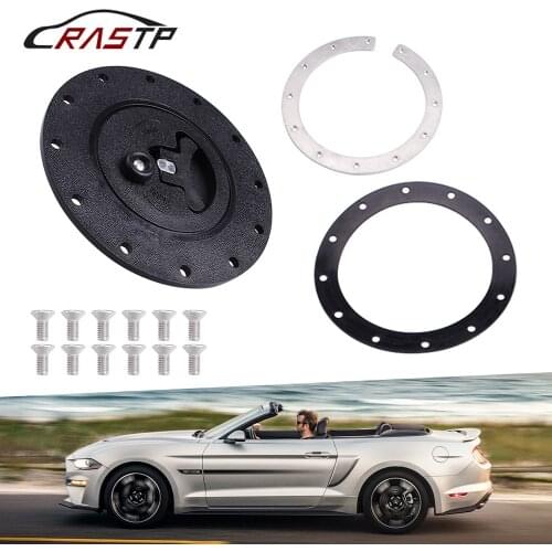 RASTP-Universal Fuel Cell Gas Tank Filler Cap +Filler Plate +Fittings Black RS-OCC041