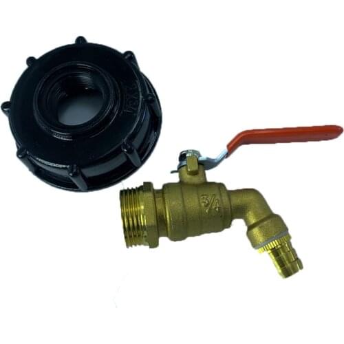 IBC Tank Drain Adapter Coarse Threaded Brass Water Storage Tank Faucet Hose Connector 3/4" Garden Tap Ftting Valve