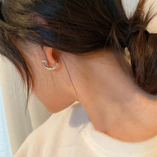 JJFOUCS Trendy New Simple Design Geometric U Shaped Lock Hoop Earrings Gold Silver Color Metal Brass Earrings For Women Jewelry