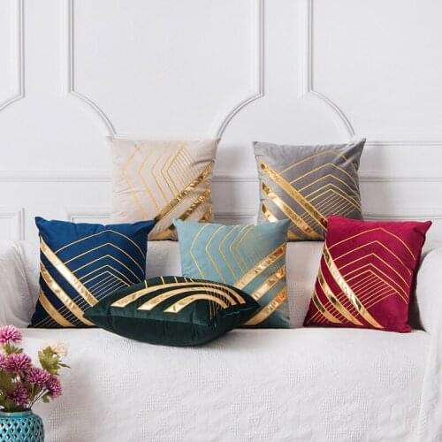 Nordic Velvet Bronzing Series Plush Cushion Cover Polyester Pillow Case Decorative Pillows Cover for Sofa Car